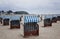 Hooded beach chairs (strandkorb) at the Baltic seacoast