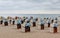 Hooded beach chairs (strandkorb) at the Baltic seacoast