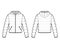 Hooded jacket Down puffer coat technical fashion illustration with zip-up closure, pockets, oversized, classic quilting