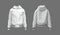 Hooded jacket mockup in front, and back views.