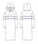 Hoodie Dress fashion flat sketch template with long sleeves, rib cuff oversized body. Girl\\\'s Hooded Dress flat