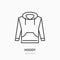 Hoodie, sweater flat line icon. Casual apparel store sign. Thin linear logo for clothing shop