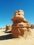 Hoodoo rock formation with dramatic shadows in Goblin Valley
