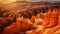 Hoodoos and amphitheaters in national park at sunset