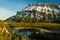 Hoodoos Banff Rundle mountain Bow river sunset