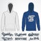 Hoody fashion, sweatshirt template. Realistic outerwear clothes mockup front view.