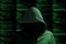 Hoody hacker cybersecurity green matrix information security con