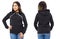 Hoody mock up set front and back view - Afro american girl in stylish empty pullover mockup, hood for logo