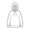 Hoody sweatshirt technical fashion illustration with long sleeves, oversized body, banded hem, cuff. Flat extra large