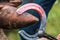 Hoof being shaved by Farrier