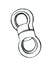 Hook carabiner which is used for fastening of a belt to a backpack or other products. Metallic product for the clothing industry.