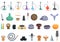 Hookah accessories icons set cartoon vector. Smoke menu