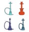 Hookah icon set, color outline style