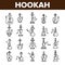 Hookah, Smoking Device Vector Linear Icons Set