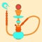 Hookah vector color illustration with fruit