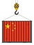 Hooked cargo container with China flag