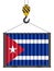 Hooked cargo container with Cuba flag