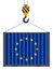Hooked cargo container with EU flag