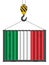 Hooked cargo container with Italy flag