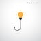 Hooks and light bulbs. Trap and success concept. Business idea.