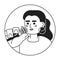 Hoops caucasian woman singer speaker black and white 2D vector avatar illustration
