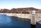 Hoover Dam Towers on the blue Lake Mead, summer day - Arizona, AZ