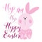 Hop hop hop hoppy easter- funny easter text with cute pink bunny.