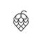 Hop line outline icon and seed cone