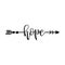 `hope` in boho arrow - lovely lettering calligraphy quote.