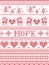 Hope Christmas vector pattern with Scandinavian Nordic festive winter pattern in cross stitch with heart, snowflake, xmas tree