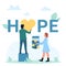 Hope concept banner, charity and donation project, social campaign with tiny volunteers