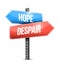 Hope, despair road sign illustration design