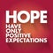 HOPE - Have Only Positive Expectations acronym, concept background