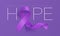 Hope. Hodgkin`s Lymphoma Awareness Calligraphy Poster Design. Realistic Violet Ribbon. September is Cancer Awareness