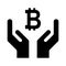 Hope icon, human hand with bitcoin symbol, help and protection  graphic design, support vector illustration