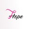 Hope Pink ribbon text for Breast Cancer Awareness