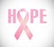 Hope sign and pink cancer ribbon illustration