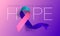 Hope. Thyroid Cancer Awareness Calligraphy Poster Design. Realistic Teal and Pink and Blue Ribbon. September is Cancer Awareness