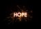 HOPE title word in glowing sparkler