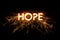 HOPE title word in glowing sparkler