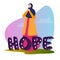 Hope typography motivational positive slogan with woman girl standing pray wearing hijab.