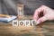 Hope. Wooden letters on the office desk, informative and communication background