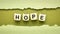 Hope word in wooden cubes - optimism concept