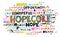Hopecore wordcloud. Creative landscape poster with hashtags.