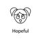 hopeful girl face icon. Element of emotions for mobile concept and web apps illustration. Thin line icon for website design and de