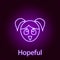 hopeful girl face icon in neon style. Element of emotions for mobile concept and web apps illustration. Signs and symbols can be