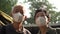 Hopeless Asian Chinese couple aware of 2019 ncv outbreak and smog situation wear preventing mask