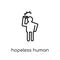 hopeless human icon. Trendy modern flat linear vector hopeless h