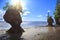 The Hopewell Rocks: stone formations in `The Rocks Privincial Park` in New Brunswick, Canada