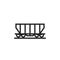 Hopper car line icon. railway coal wagon symbol. isolated vector image